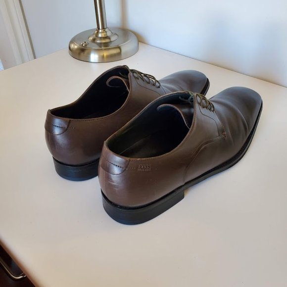 HUGO BOSS MEN'S BROWN LEATHER DERBY - Picture 5 of 9